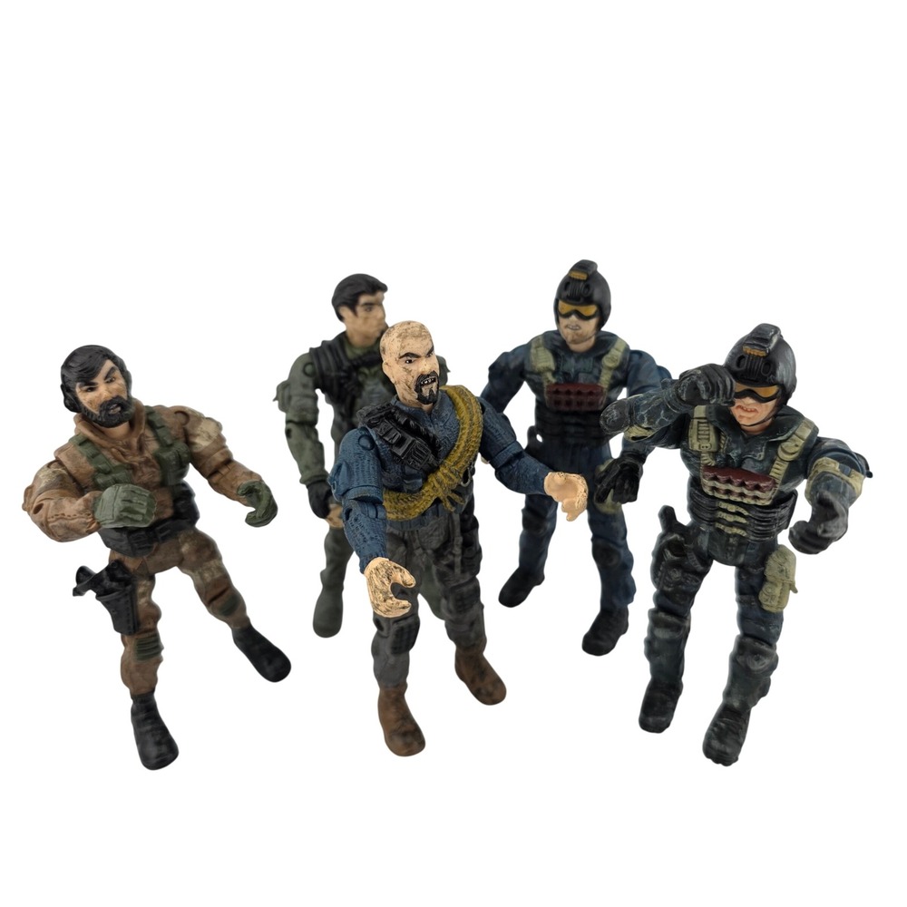 Lanard Vintage Military Action Figure Lot 5 PC Tactical Soldiers EXCELLENT Retro